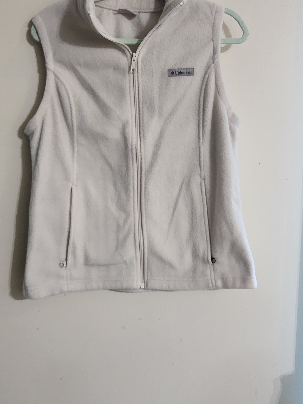 Columbia Off-White Cream Fleece Zip-Up Vest Size Large